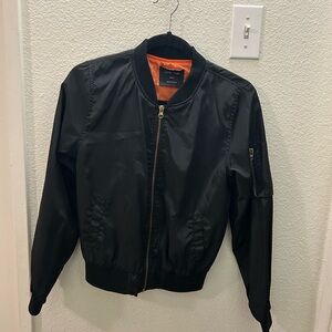 Love Tree Black Bomber Jacket with Orange Interior